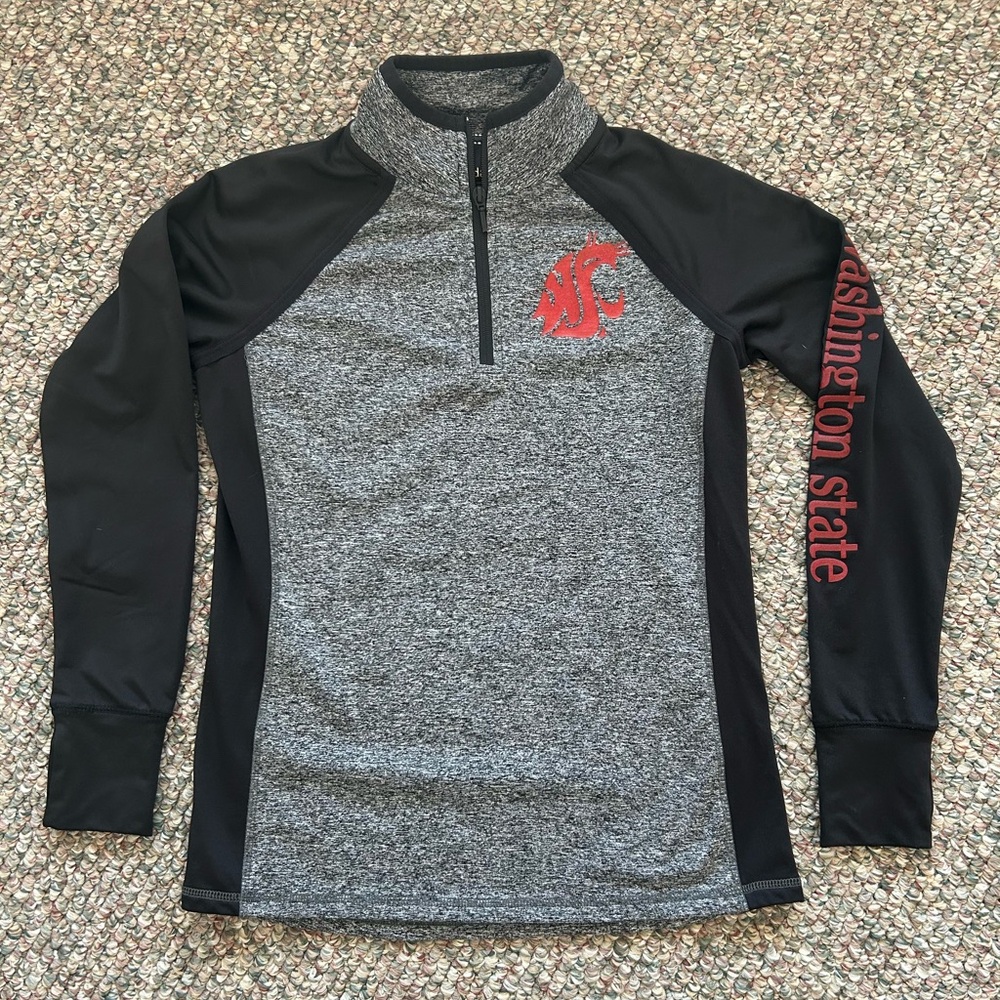 WSU COUGARS 1/4 zip mid weight pullover, size medium
